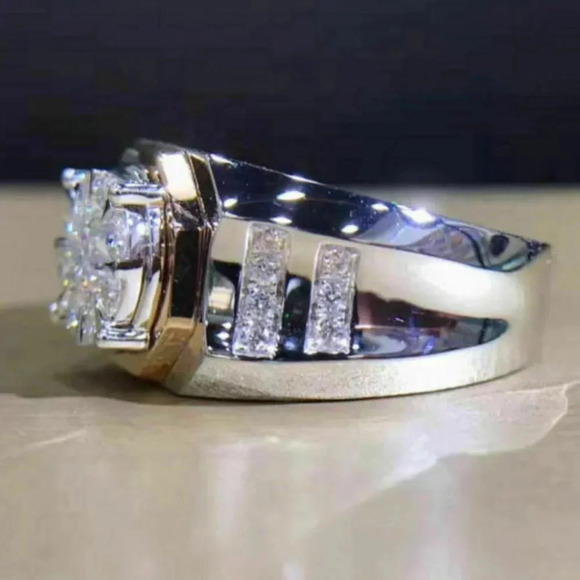 😍Engagement Flower Dazzle CZ Dainty Flower Ring Men/Women, L173 - Picture 4 of 6